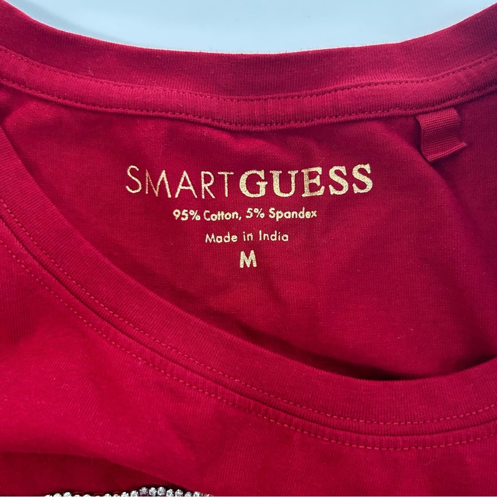 GUESS Maroon Rhinestone Logo Short-Sleeve Tee - Picture 6 of 6